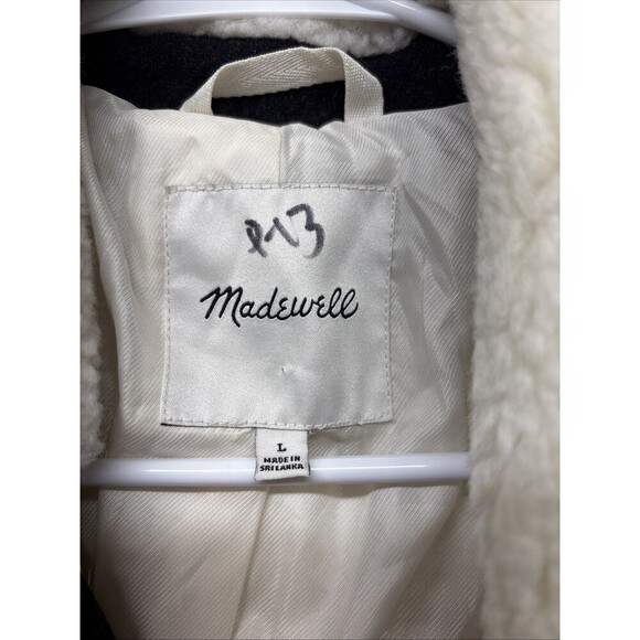 Madewell Sherpa McClancy Coat Long Wool Blend Faux Fur Jacket Size Large - Picture 4 of 8